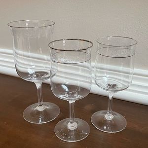 Three Lenox Crystal Moonspun Glasses Goblets Stemware